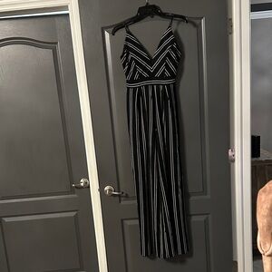 Honey and Rosie Black and White Striped Jumpsuit